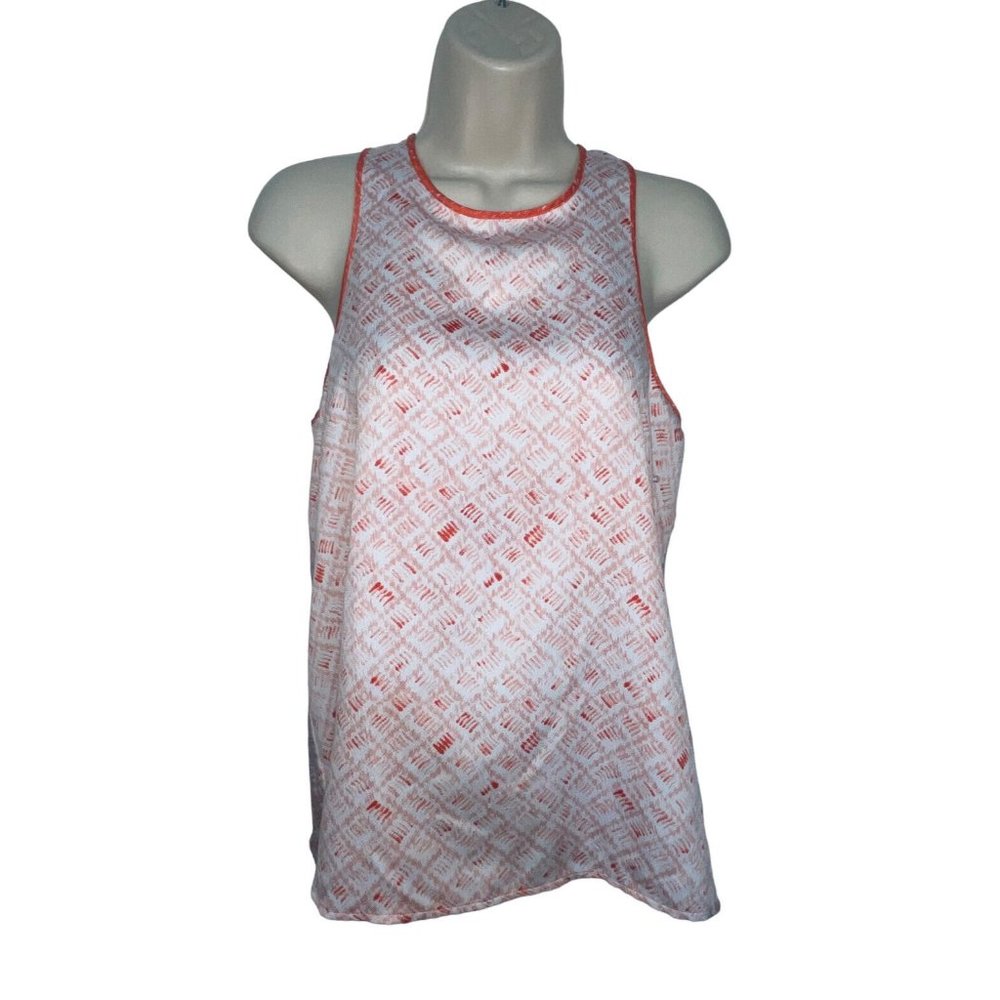 LOU & GRAY Sleeveless Coral & White Open Back Tie Top Shirt Size Small